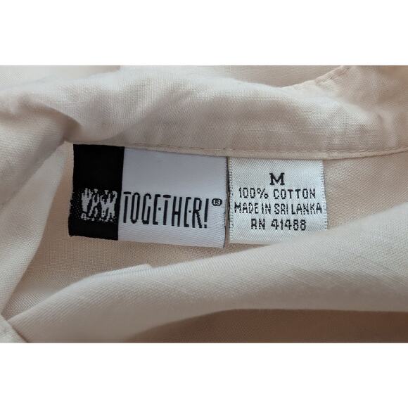 Vintage 90s Blouse Light Pink Pintuck Pleats Top Shirt Cotton Misses Size M - Picture 5 of 6